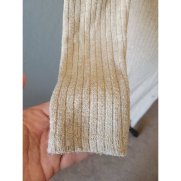 Astr Bransbury Knit Dress - Tan Ribbed Buttoned Long Sleeve Dress Size S Wedding - Picture 7 of 14